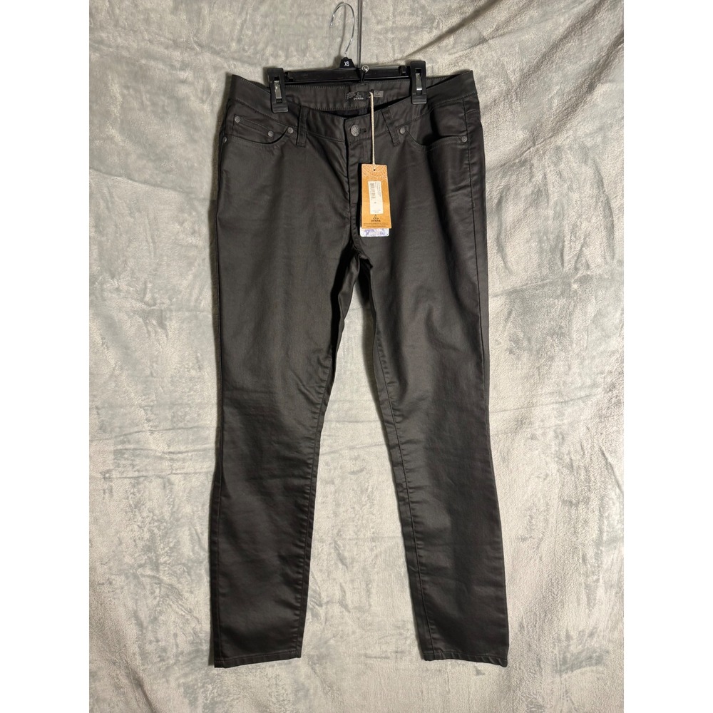 Prana Jett Coated Pant Womens 8 Black Slim Fit‎ Five Pocket W4JETW316 NEW